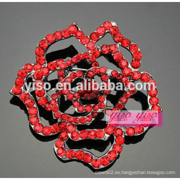 Rojo abierto rosa broche de cristal de la flor